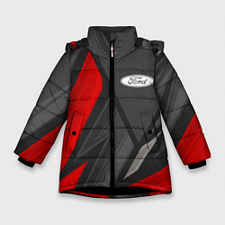 Куртка зимняя для девочки Ford sports racing, цвет: 3D-черный