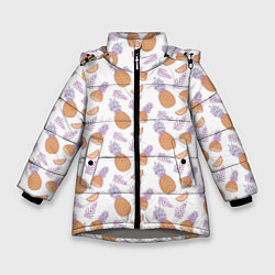 Куртка зимняя для девочки Ананасы паттерн, цвет: 3D-светло-серый