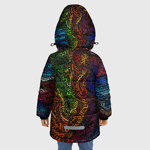 Зимняя куртка для девочки Разноцветные английские буквы / 3D-Светло-серый – фото 4