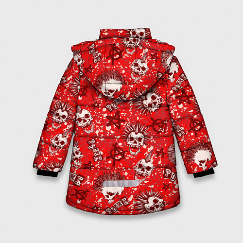 Зимняя куртка для девочки Панк - анархист / 3D-Красный – фото 2