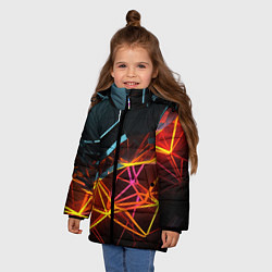 Куртка зимняя для девочки Разломленные плитки, цвет: 3D-светло-серый — фото 2