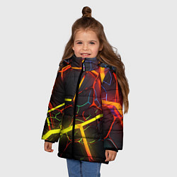 Куртка зимняя для девочки Неоновые трубки, цвет: 3D-черный — фото 2