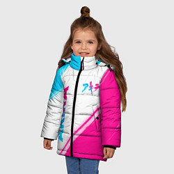 Куртка зимняя для девочки Akira neon gradient style: надпись, символ, цвет: 3D-черный — фото 2