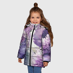 Куртка зимняя для девочки Сирень и Пионы Акварель, цвет: 3D-светло-серый — фото 2