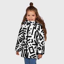 Куртка зимняя для девочки Текстура паттерн, цвет: 3D-черный — фото 2