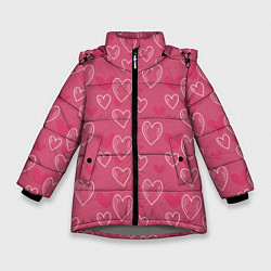 Зимняя куртка для девочки Нарисованные сердца паттерн