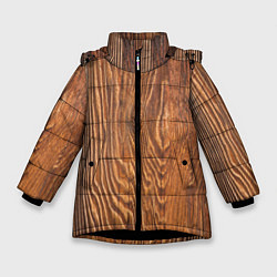 Куртка зимняя для девочки Текстура дерева, цвет: 3D-черный