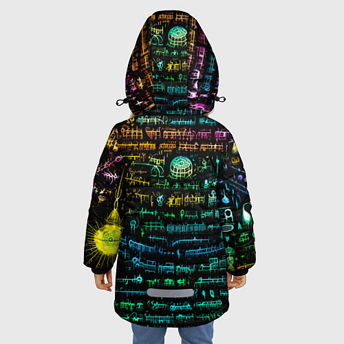 Зимняя куртка для девочки Символы психоделика - нейронная сеть / 3D-Светло-серый – фото 4