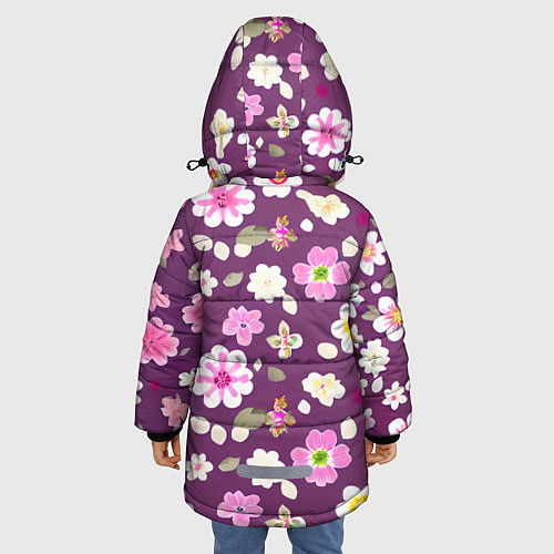 Зимняя куртка для девочки Цветы сакуры / 3D-Светло-серый – фото 4