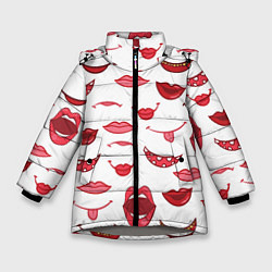 Куртка зимняя для девочки Сладкие губы, цвет: 3D-светло-серый