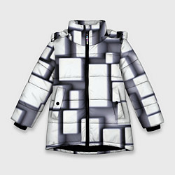 Куртка зимняя для девочки Объемные белые плиты, цвет: 3D-черный