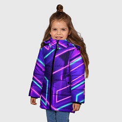 Куртка зимняя для девочки Светящиеся разноцветные полосы, цвет: 3D-светло-серый — фото 2
