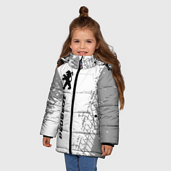 Куртка зимняя для девочки Peugeot speed на светлом фоне со следами шин: по-в, цвет: 3D-черный — фото 2