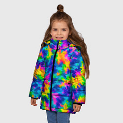 Куртка зимняя для девочки Тай-дай цветные краски, цвет: 3D-черный — фото 2