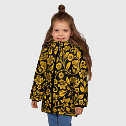 Куртка зимняя для девочки Золотая хохлома, цвет: 3D-красный — фото 2
