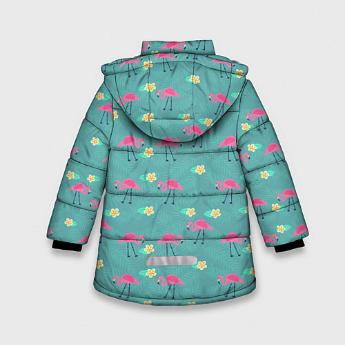 Зимняя куртка для девочки Летний паттерн с фламинго / 3D-Красный – фото 2