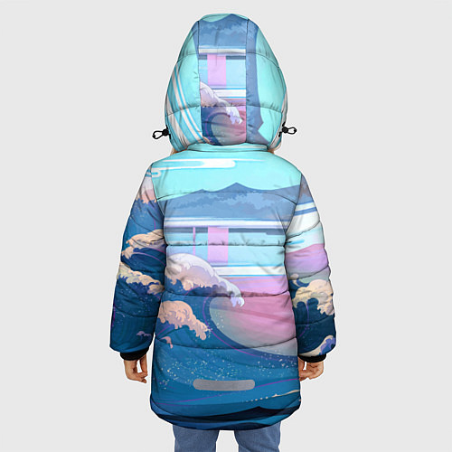 Зимняя куртка для девочки Japan - landscape - waves / 3D-Светло-серый – фото 4