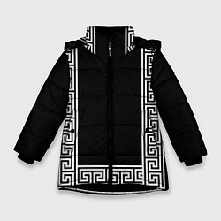 Зимняя куртка для девочки Египетский орнамент на черном фоне