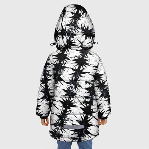 Зимняя куртка для девочки Паттерн с колючей проволокой / 3D-Светло-серый – фото 4