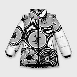 Куртка зимняя для девочки Рисунок тушью, цвет: 3D-черный