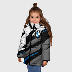 Куртка зимняя для девочки БМВ - спортивная униформа, цвет: 3D-черный — фото 2