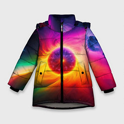Куртка зимняя для девочки Неоновое солнце, цвет: 3D-светло-серый