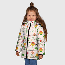 Куртка зимняя для девочки Pretty flowers, цвет: 3D-красный — фото 2