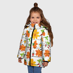 Куртка зимняя для девочки Orange flowers, цвет: 3D-красный — фото 2