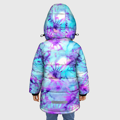 Зимняя куртка для девочки Морское дно узор - тай-дай / 3D-Светло-серый – фото 4