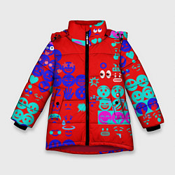 Куртка зимняя для девочки Смайлы для настроения, цвет: 3D-красный