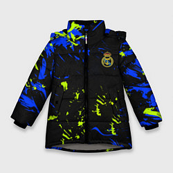 Куртка зимняя для девочки Реал Мадрид фк, цвет: 3D-светло-серый