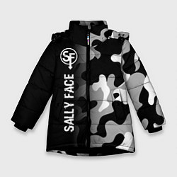 Куртка зимняя для девочки Sally Face glitch на темном фоне: по-вертикали, цвет: 3D-черный