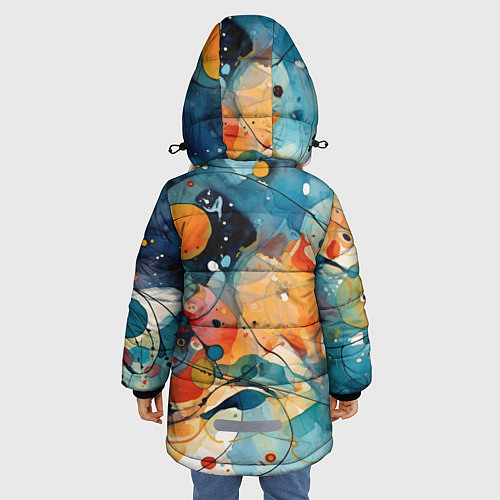 Зимняя куртка для девочки Пятна: арт нейросети / 3D-Светло-серый – фото 4