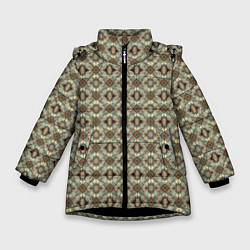 Куртка зимняя для девочки Золотисто-коричневая симметрия, цвет: 3D-черный