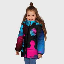 Куртка зимняя для девочки Fiat - neon gradient: надпись, символ, цвет: 3D-черный — фото 2
