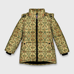 Куртка зимняя для девочки Средневековый узор, цвет: 3D-черный