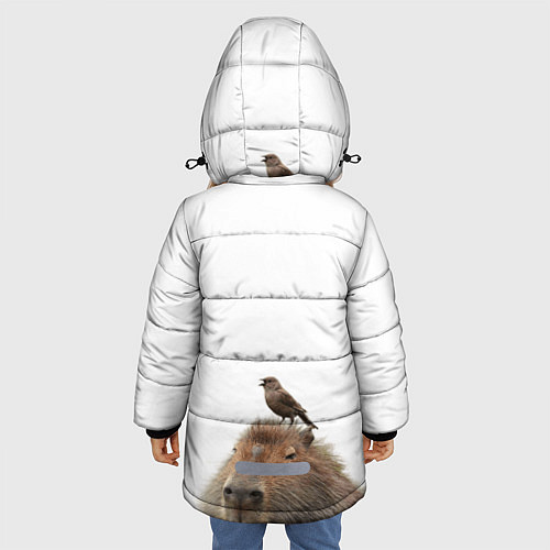 Зимняя куртка для девочки Капибара пофигист / 3D-Светло-серый – фото 4
