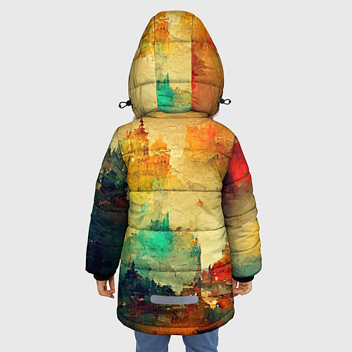 Зимняя куртка для девочки Древний портовый город / 3D-Светло-серый – фото 4