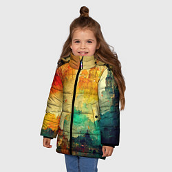 Куртка зимняя для девочки Древний портовый город, цвет: 3D-красный — фото 2