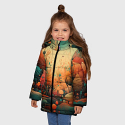 Куртка зимняя для девочки Загадочное измерение, цвет: 3D-красный — фото 2