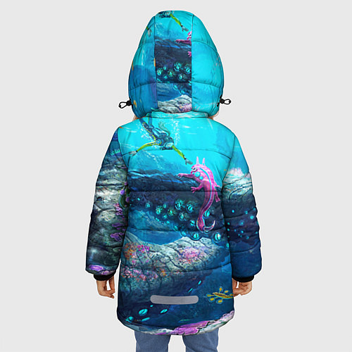 Зимняя куртка для девочки Подводный мир сабнавтики / 3D-Светло-серый – фото 4