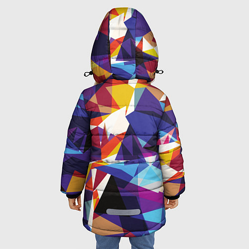 Зимняя куртка для девочки Мозаичный узор / 3D-Светло-серый – фото 4