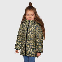 Куртка зимняя для девочки Объемный золотой цветочный узор, цвет: 3D-черный — фото 2