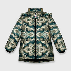 Куртка зимняя для девочки Облачные волны, цвет: 3D-черный