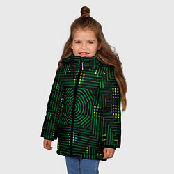 Куртка зимняя для девочки Зелёная электросхема, цвет: 3D-черный — фото 2
