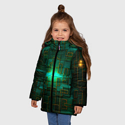 Куртка зимняя для девочки Тёмно-зелёная электросхема, цвет: 3D-красный — фото 2