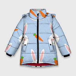 Куртка зимняя для девочки Зайчики и морковки, цвет: 3D-красный