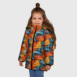 Куртка зимняя для девочки Волны ярких красок, цвет: 3D-черный — фото 2