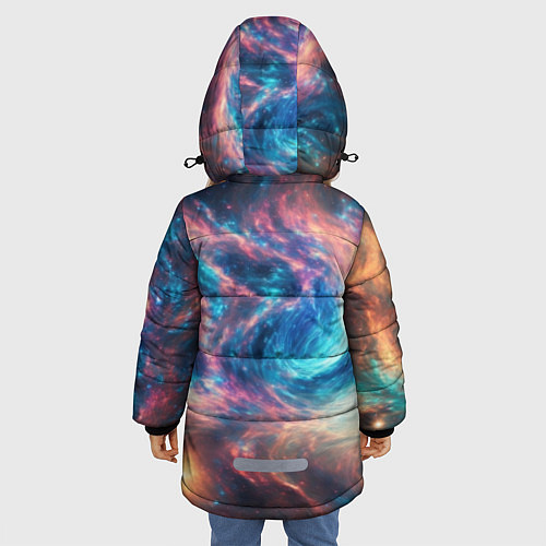 Зимняя куртка для девочки Космические узоры необычные / 3D-Светло-серый – фото 4