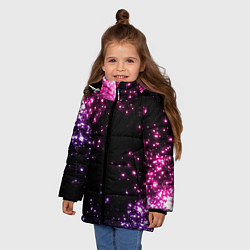 Куртка зимняя для девочки Неоновые звезды - neon, цвет: 3D-красный — фото 2